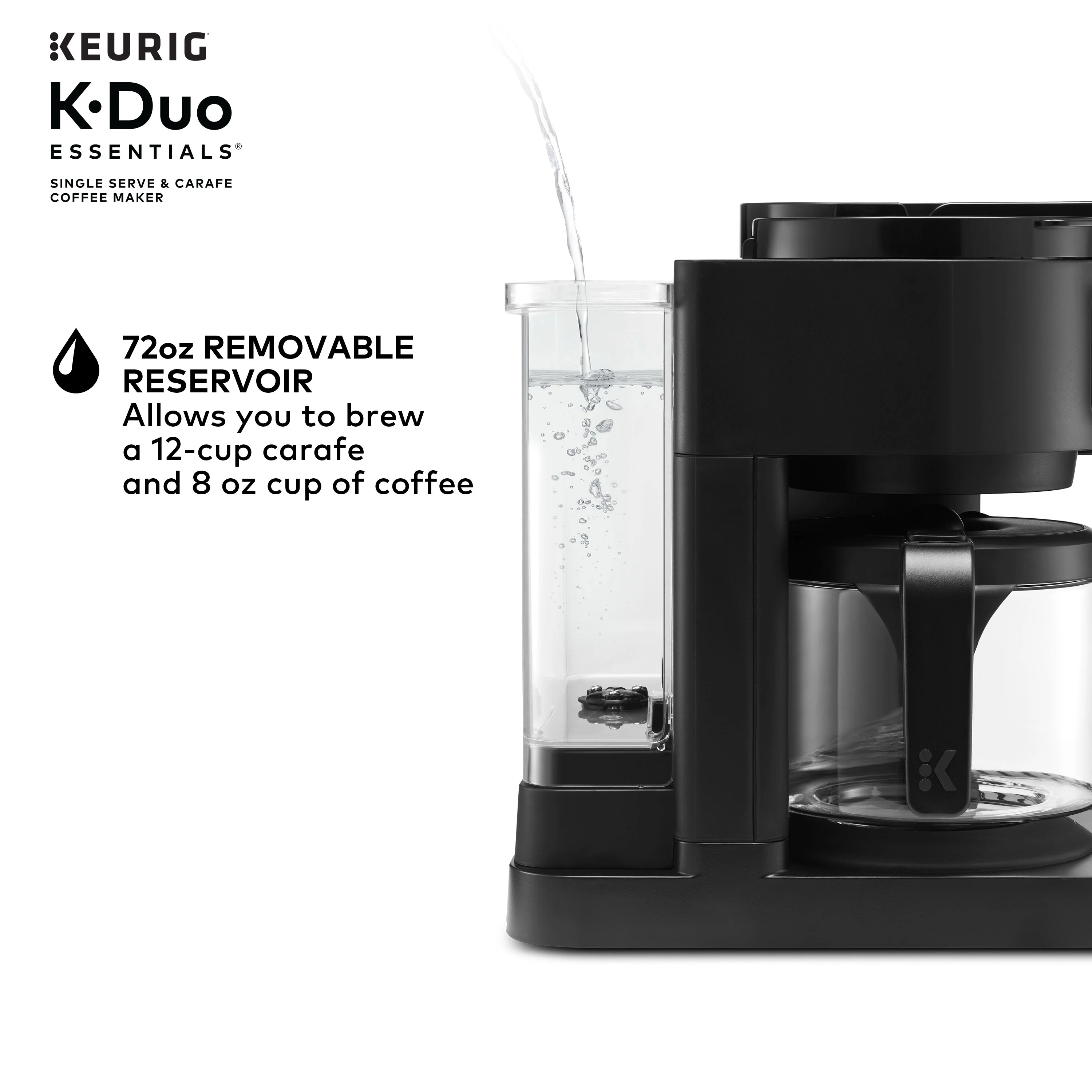 Keurig K - Duo Essentials, Hot & Iced Single - Serve K - Cup Pod Coffee Maker & Carafe, Moonlight Grey
