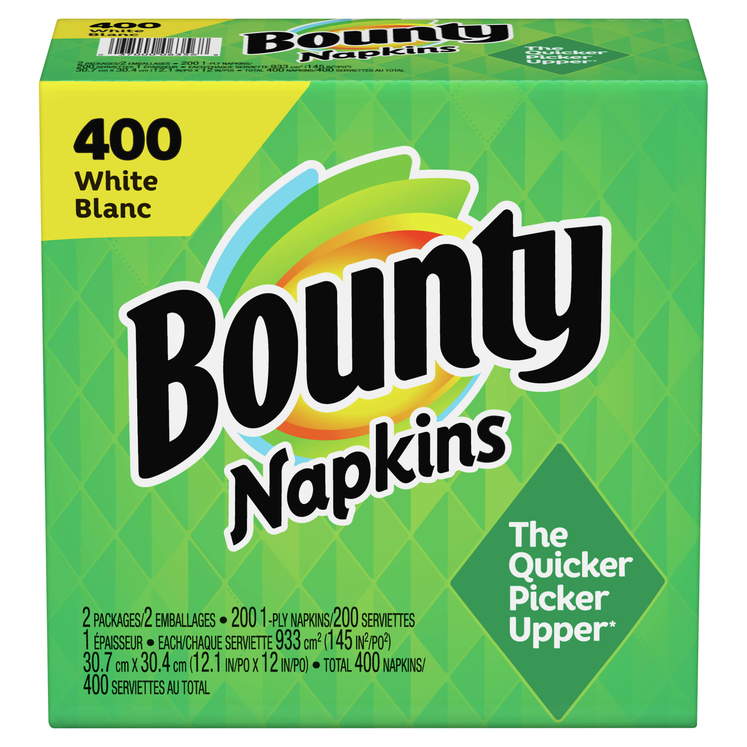 Bounty 06356 Quilted Napkins, 1-Ply, 12.2 X 12, White, 200/Pack, 400/Carton