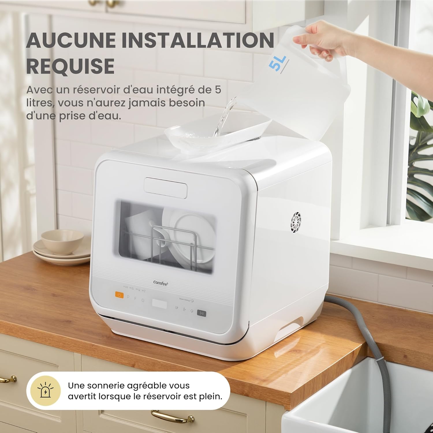 Lave vaisselle comptoir mini 6 programmes vapeur bébé fruits sans plomberie départ différé stockage 72 h blanc