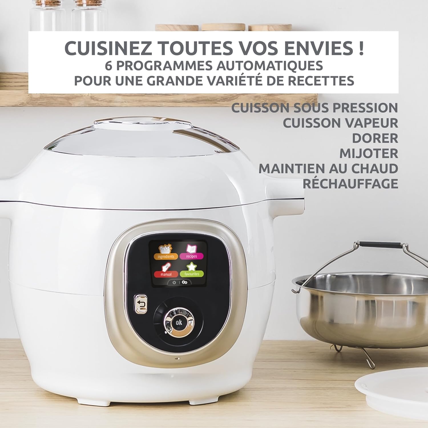 Multicuiseur intelligent 6 L 150 recettes écran intuitif cuisson guidée 1600 W