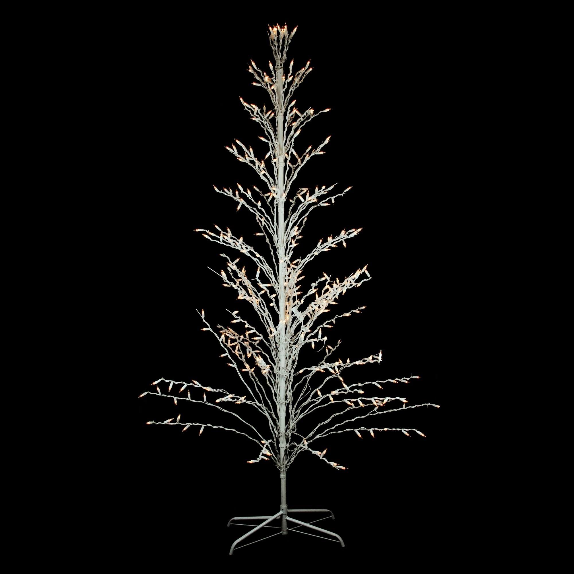 Northlight 4' White Lighted Christmas Cascade Twig Tree Outdoor Decoration - Clear Lights