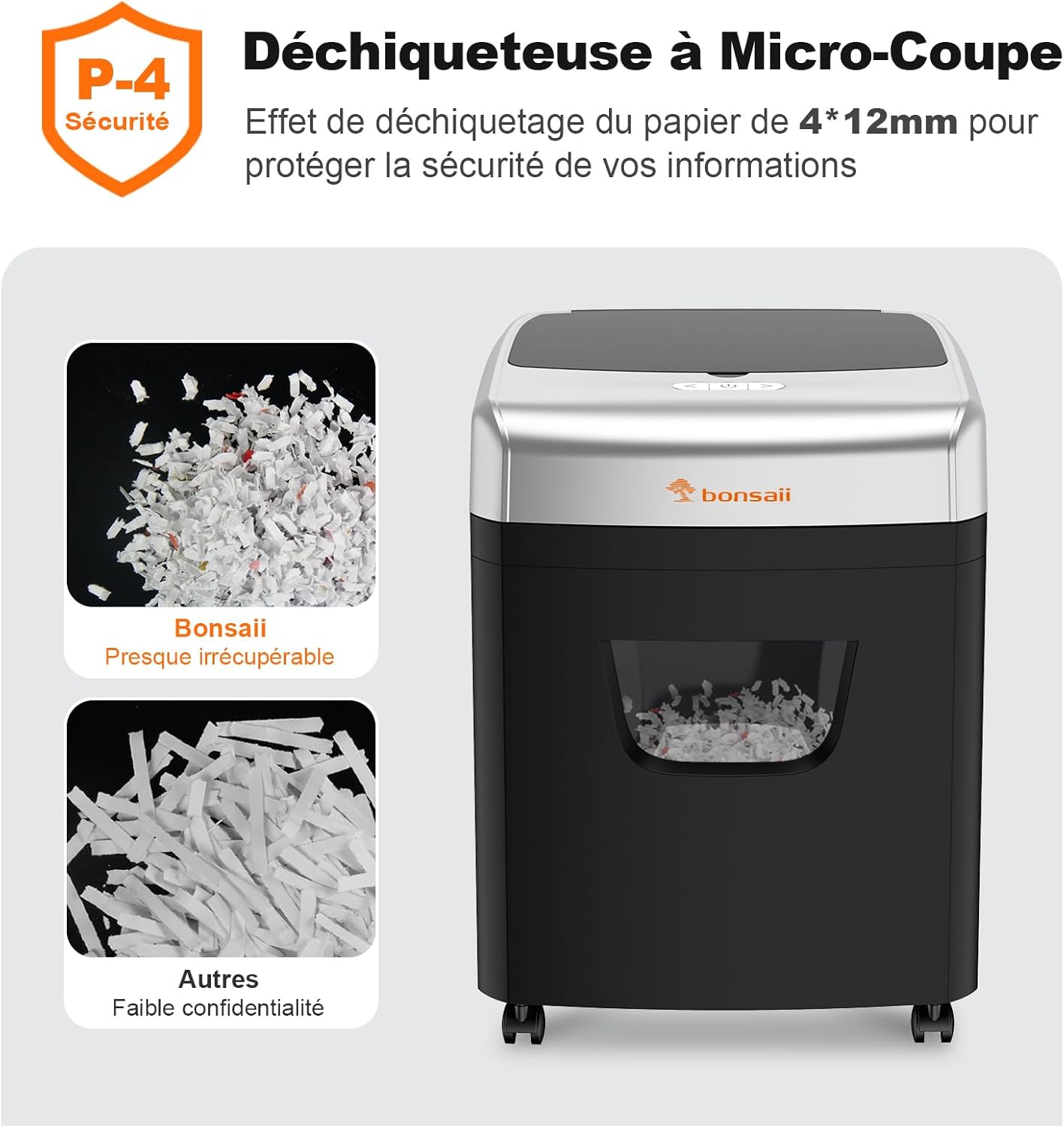 Destructeur documents 120 feuilles alimentation auto micro découpe silencieux