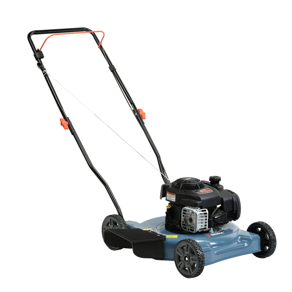 SENIX Gas Lawn Mower, 20 - Inch, 125 Cc 4 - Cycle Briggs & Stratton Engine, Push Lawnmower with Side Discharge, 3 - Position Height Adjustment, LSPG - L2, Blue