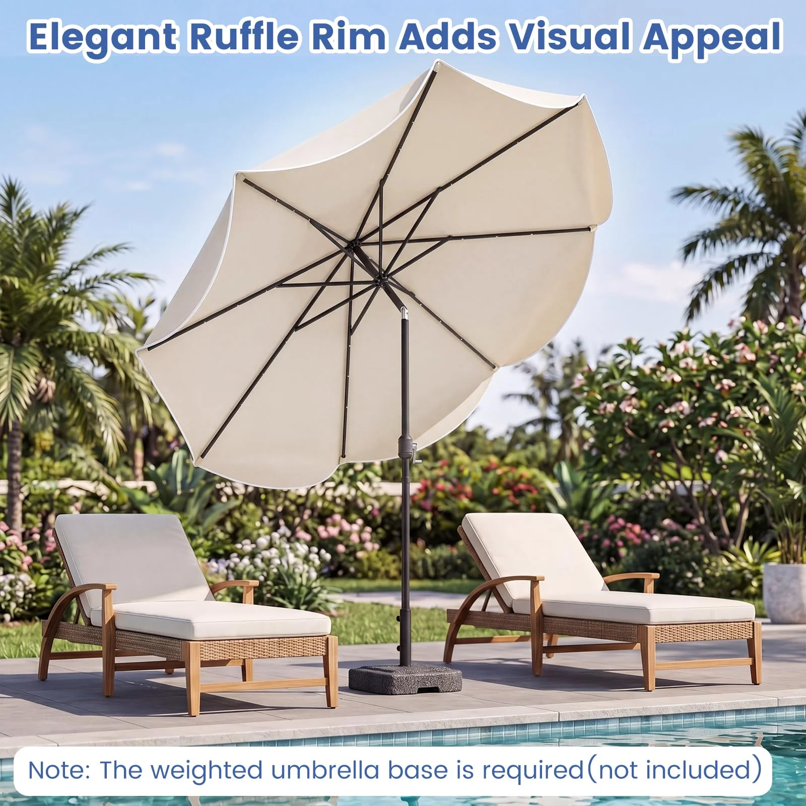 Tangkula 10 FT Solar Patio Umbrella with Base Included