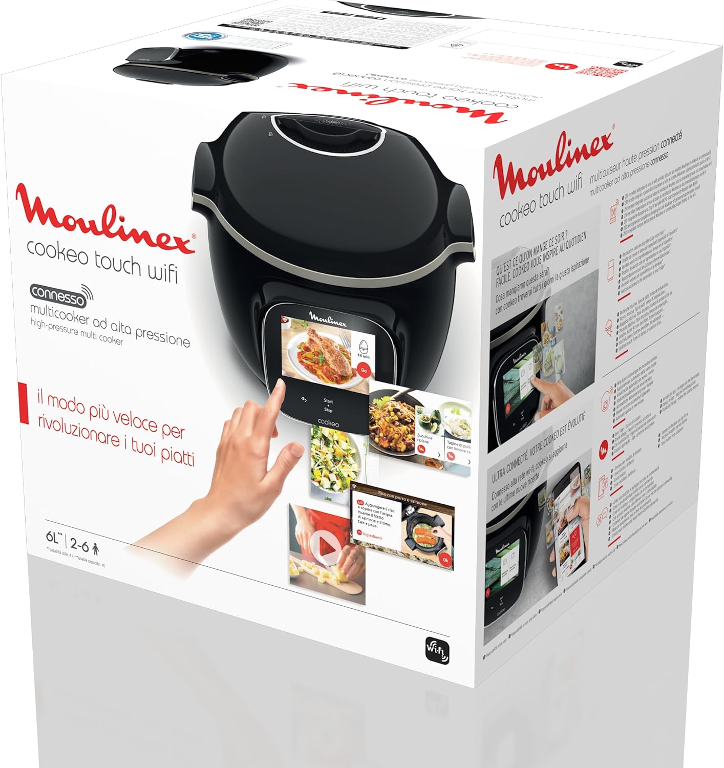 Multicuiseur Cookeo Touch Wifi 6L haute pression 250 recettes app