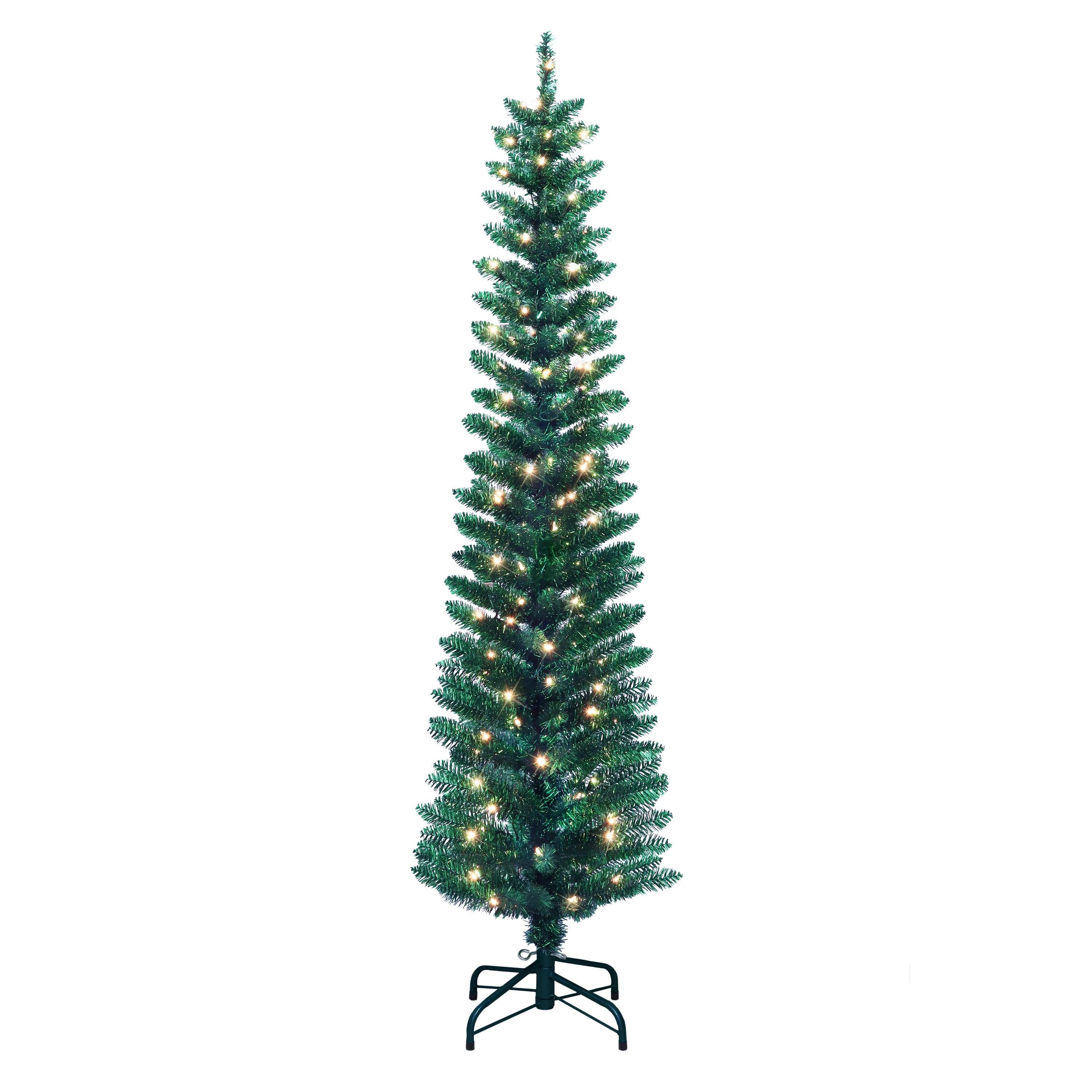 Puleo 6' Pre-Lit Tinsel Artificial Tree - Green