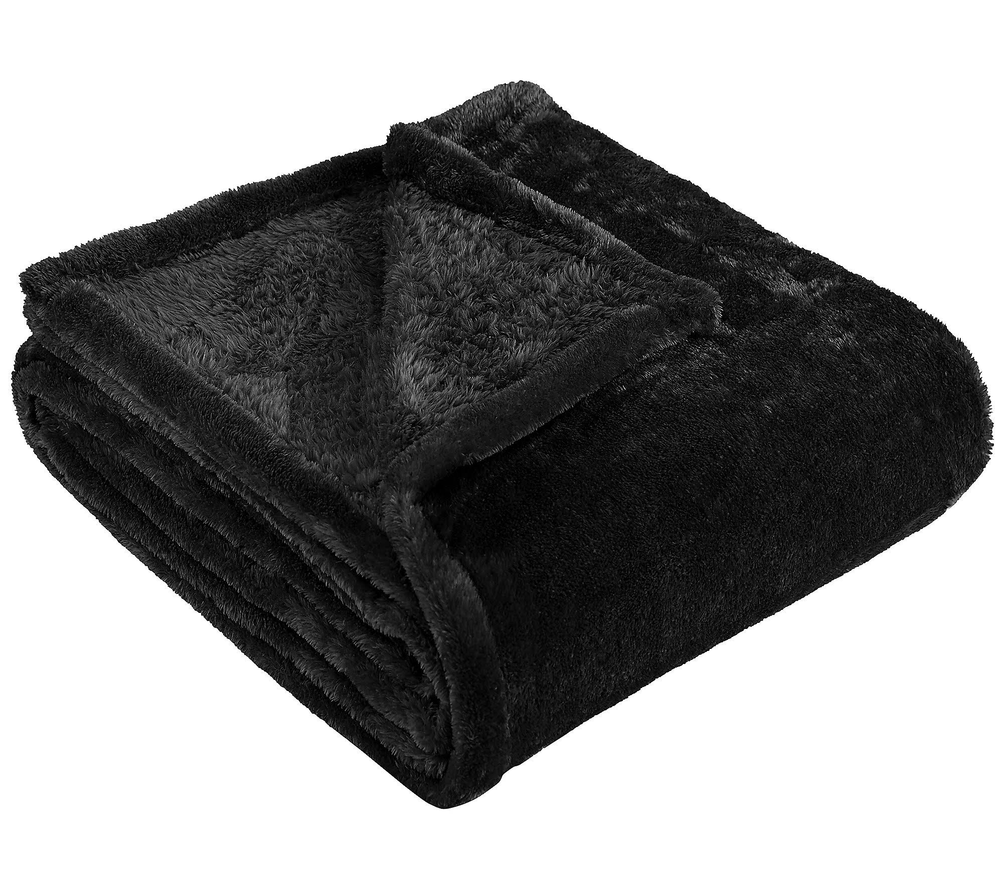 Superior Soft, Warm and Breathable Fleece Throw Blanket, Black,  50 x 60