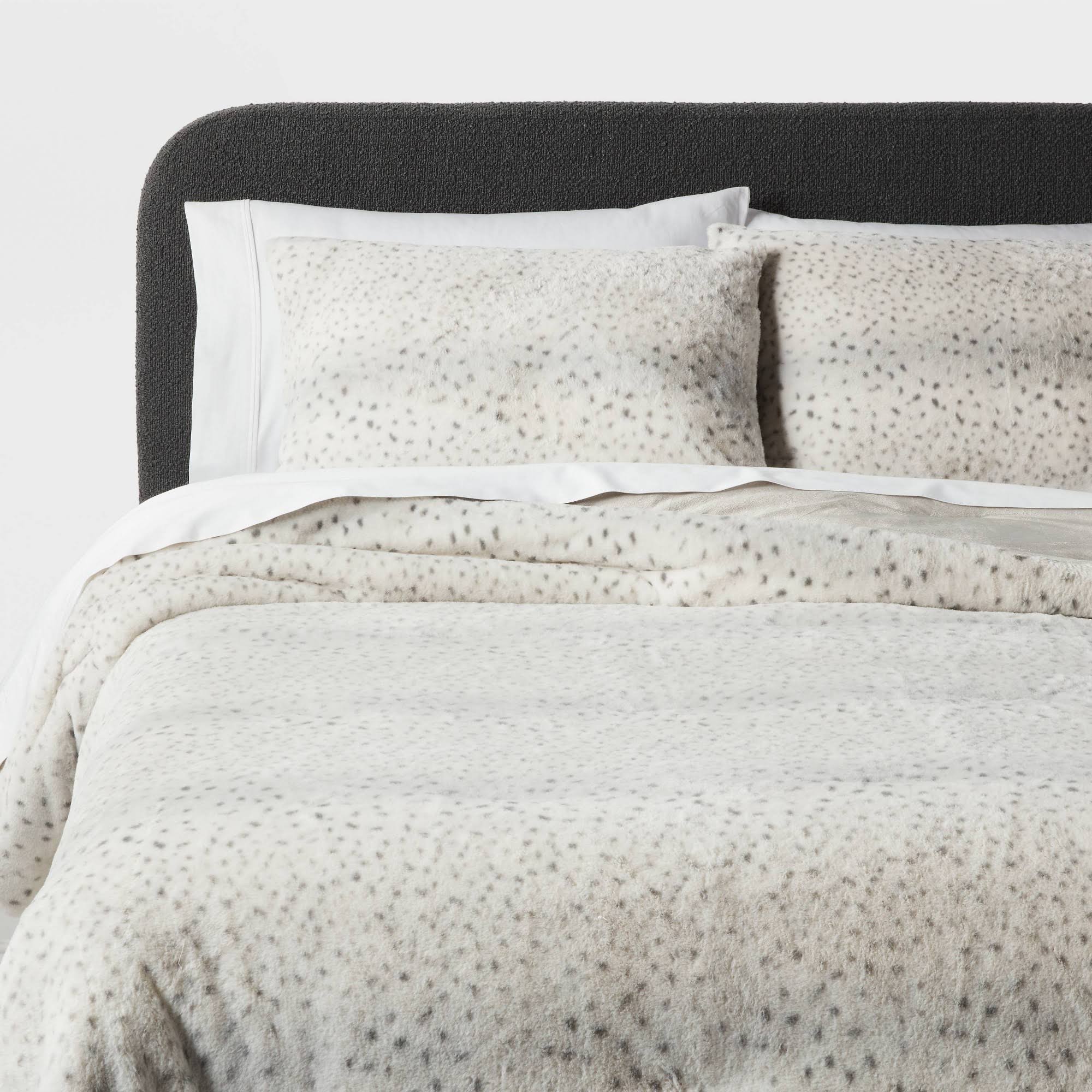 3PC Full/Queen Luxe Faux Fur Comforter and Sham Set Snow Leopard - Threshold