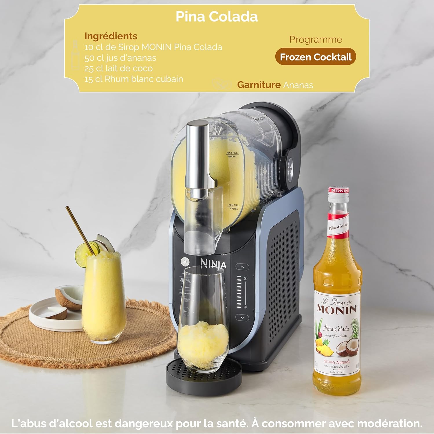 Machine boissons glacées SLUSHi granités cocktails milkshakes jus capacité 19 L bleu gris