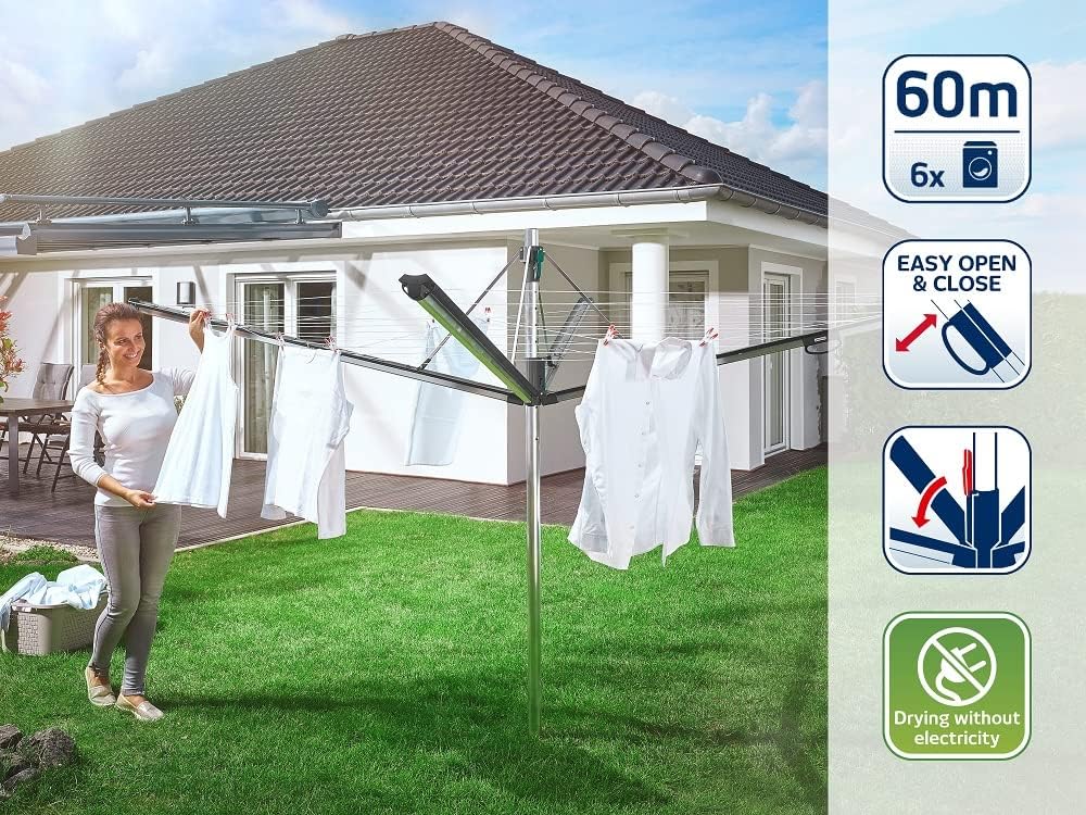Séchoir parapluie 60 m rétractation automatique hauteur ajustable