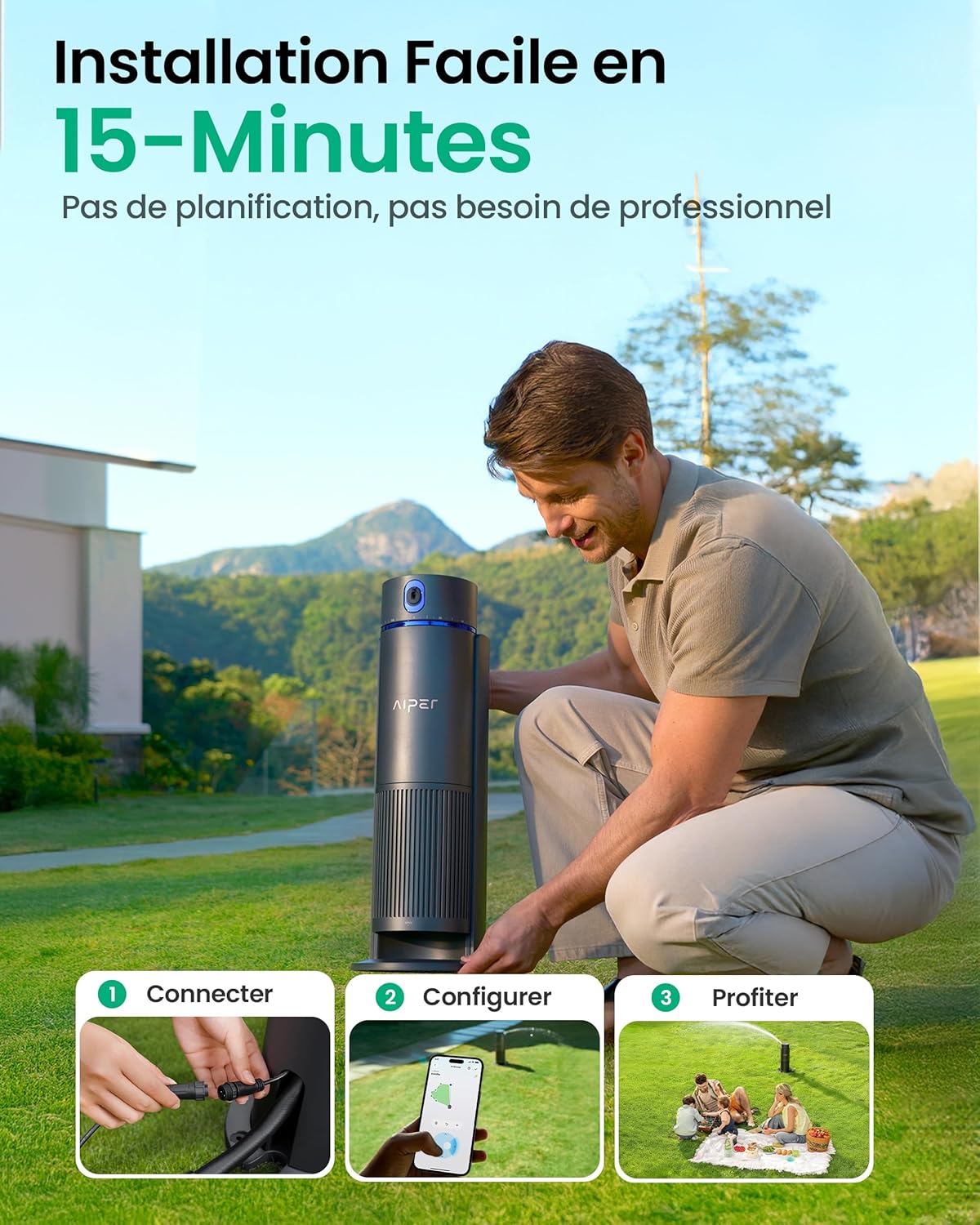 Système irrigation intelligent IrriSense 2 multi zones contrôle app capteur pluie 446 m²