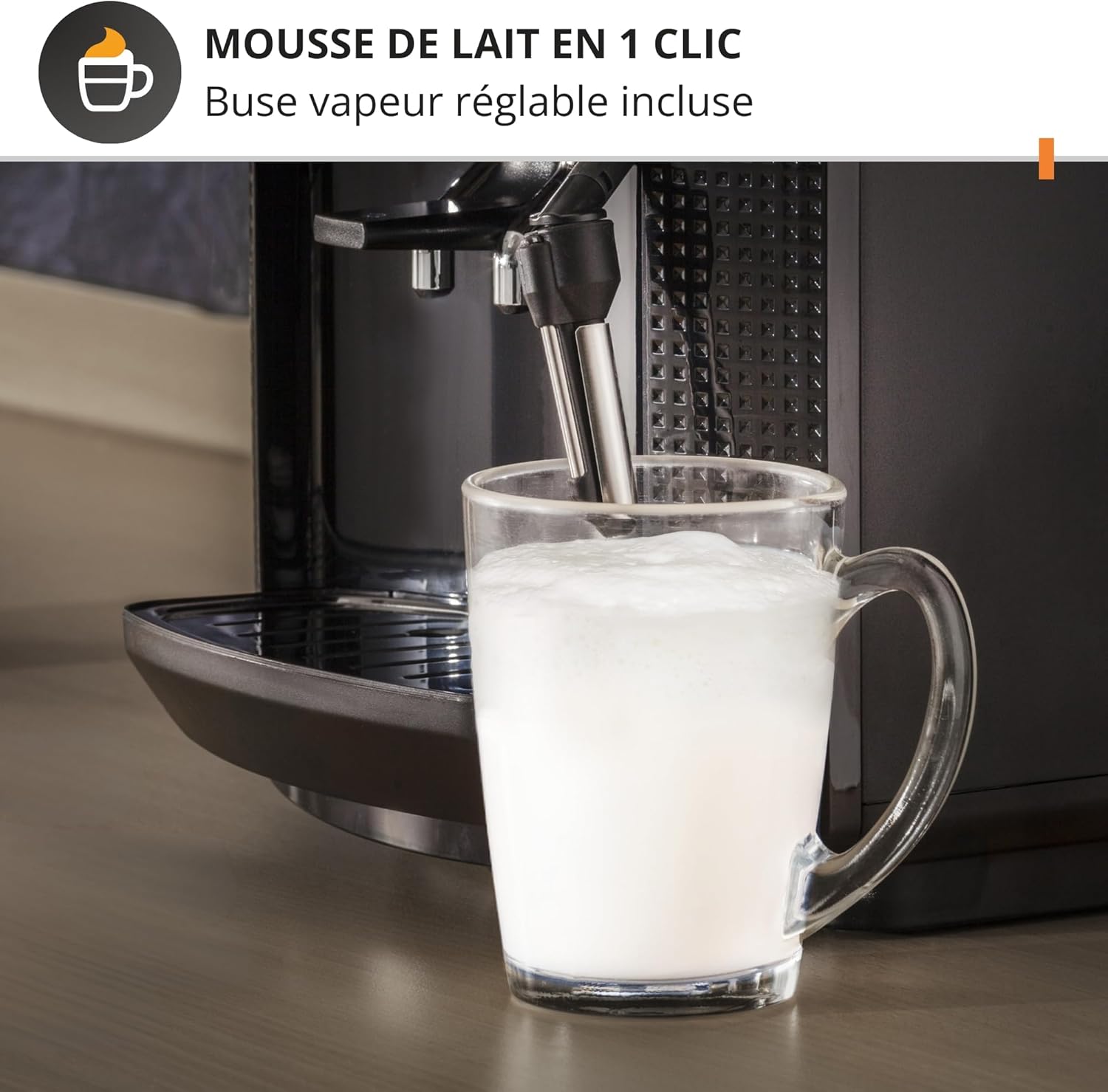 Machine café grains expresso 2 tasses nettoyage auto buse vapeur cappuccino Essential noire YY8125FD