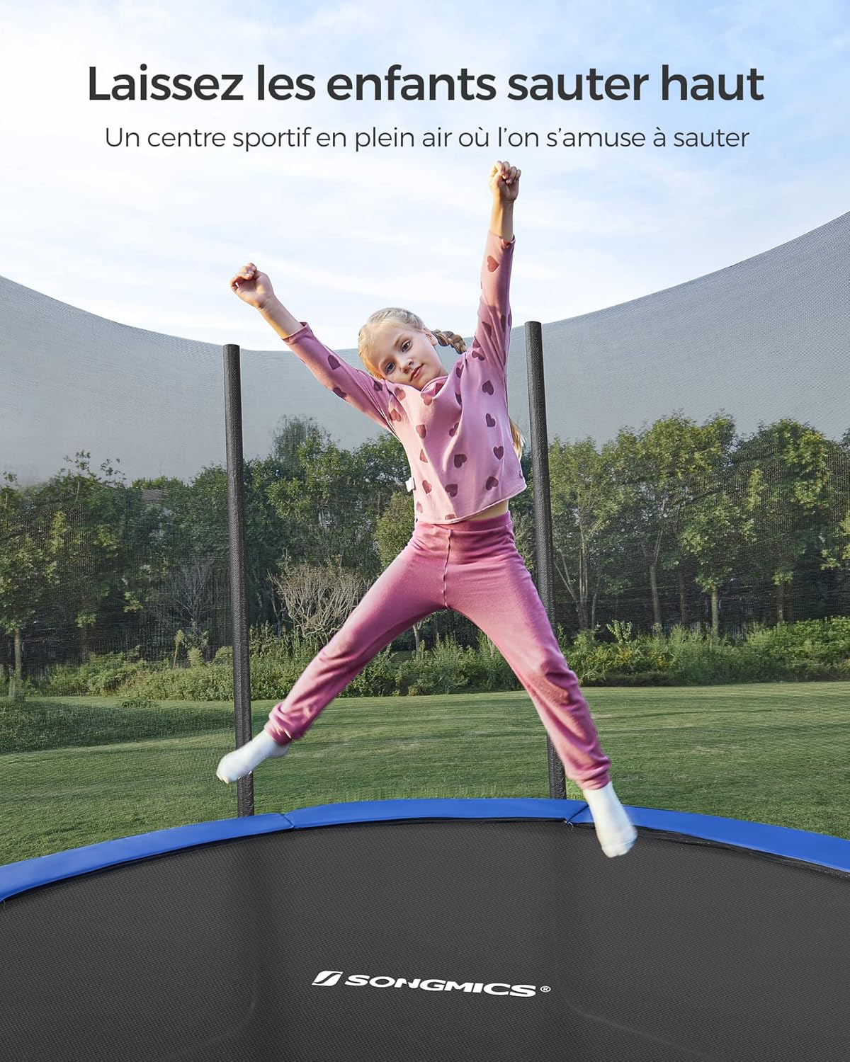 Trampoline extérieur enfant diamètre 183 244 305 366 427 cm filet échelle