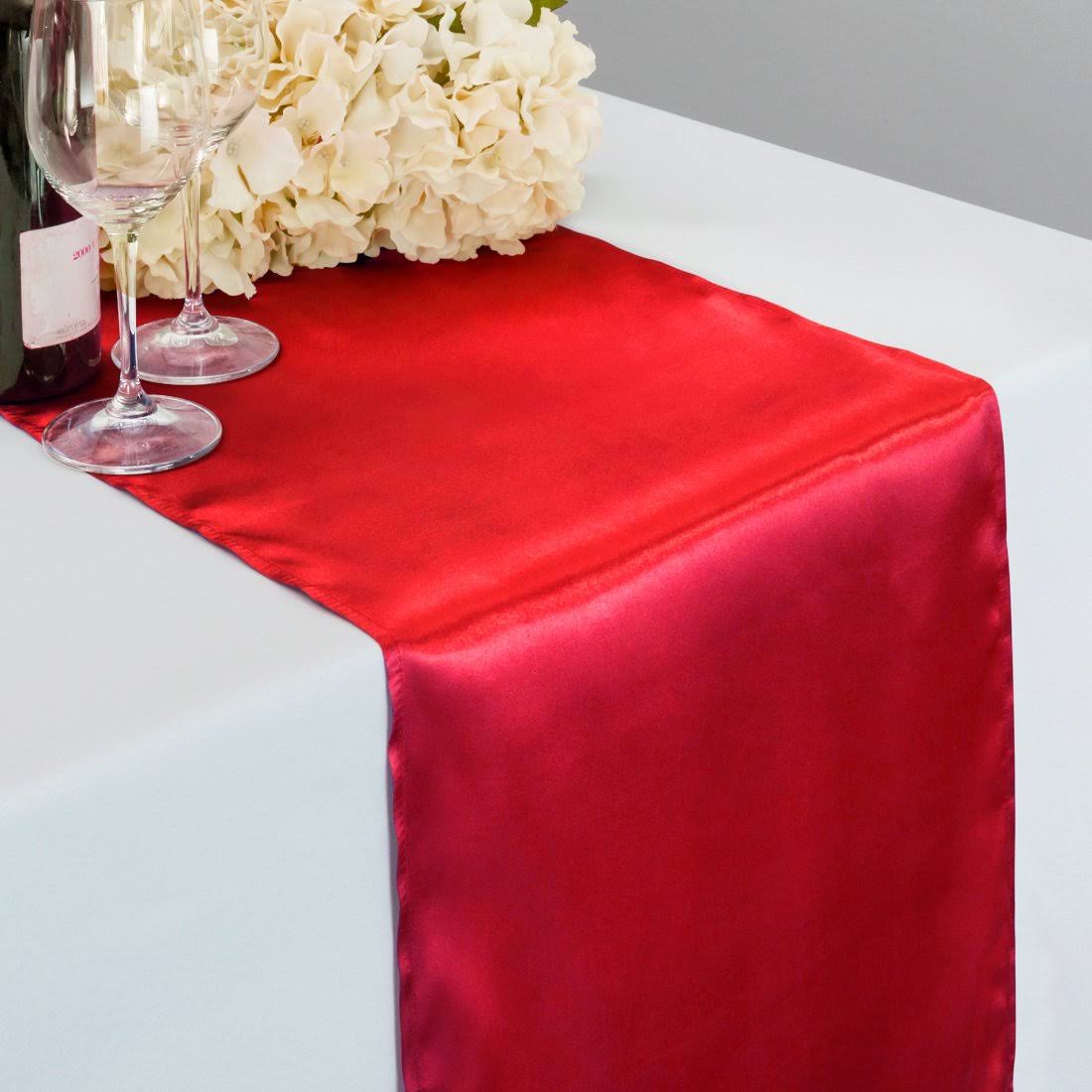 Linentablecloth 14 x 108 in. Satin Table Runner Red