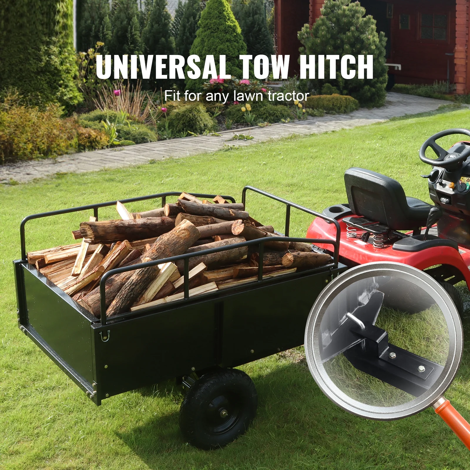 BENTISM Dump Trailer Tow Behind Dump Cart, 750 lb 15 Cu. Ft, Steel Construction Garden Utility Trailer with Removable Sides
