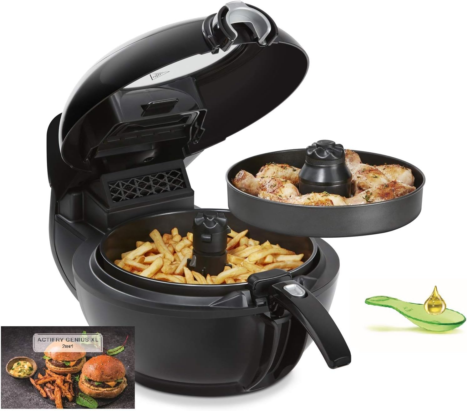 Friteuse air chaud 2 en 1 Genius XL YV9708 1500W capacité 17kg 9 programmes noir