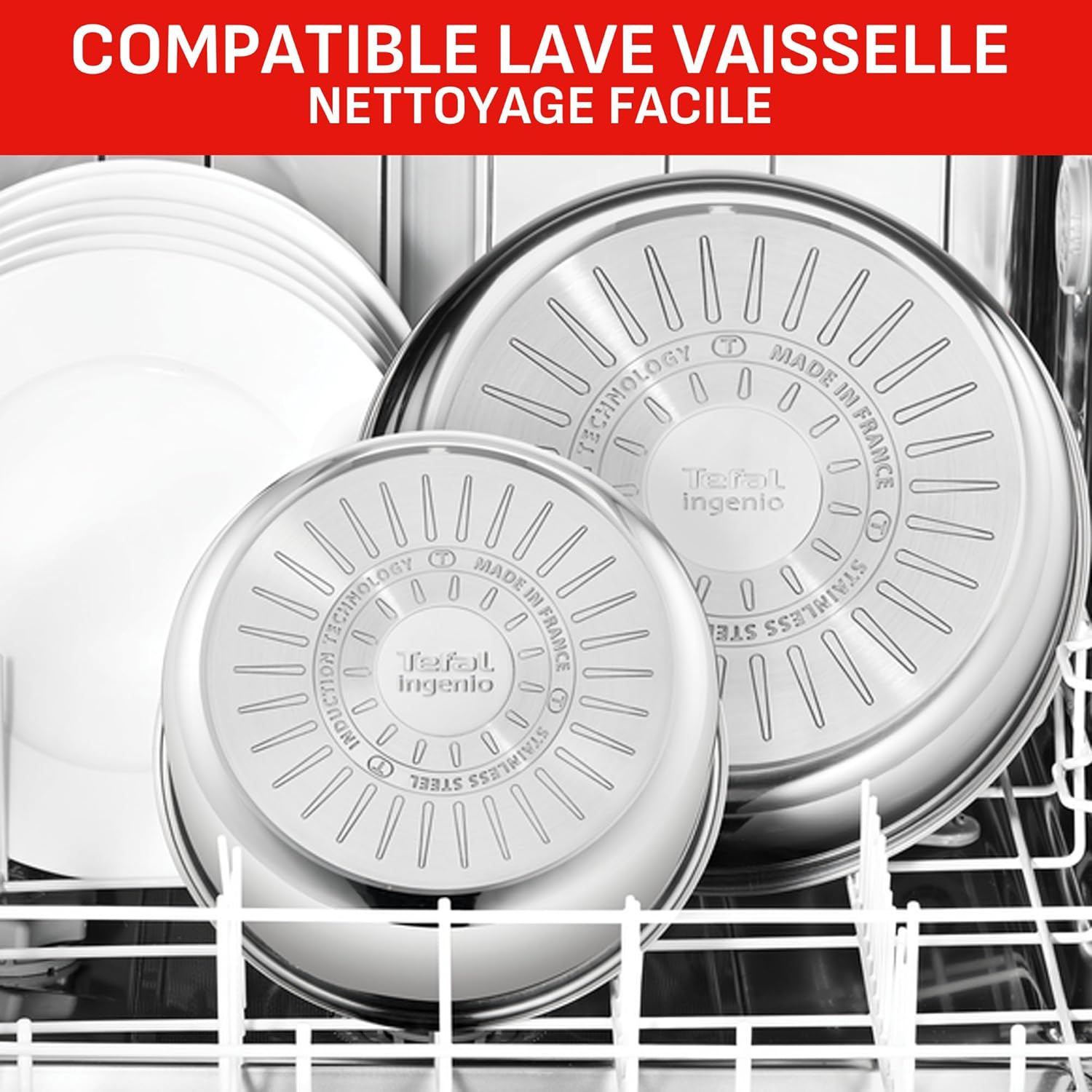 Batterie cuisine Ingenio 20 pièces poêles casseroles poignées amovibles induction antiadhésif empilable lavable