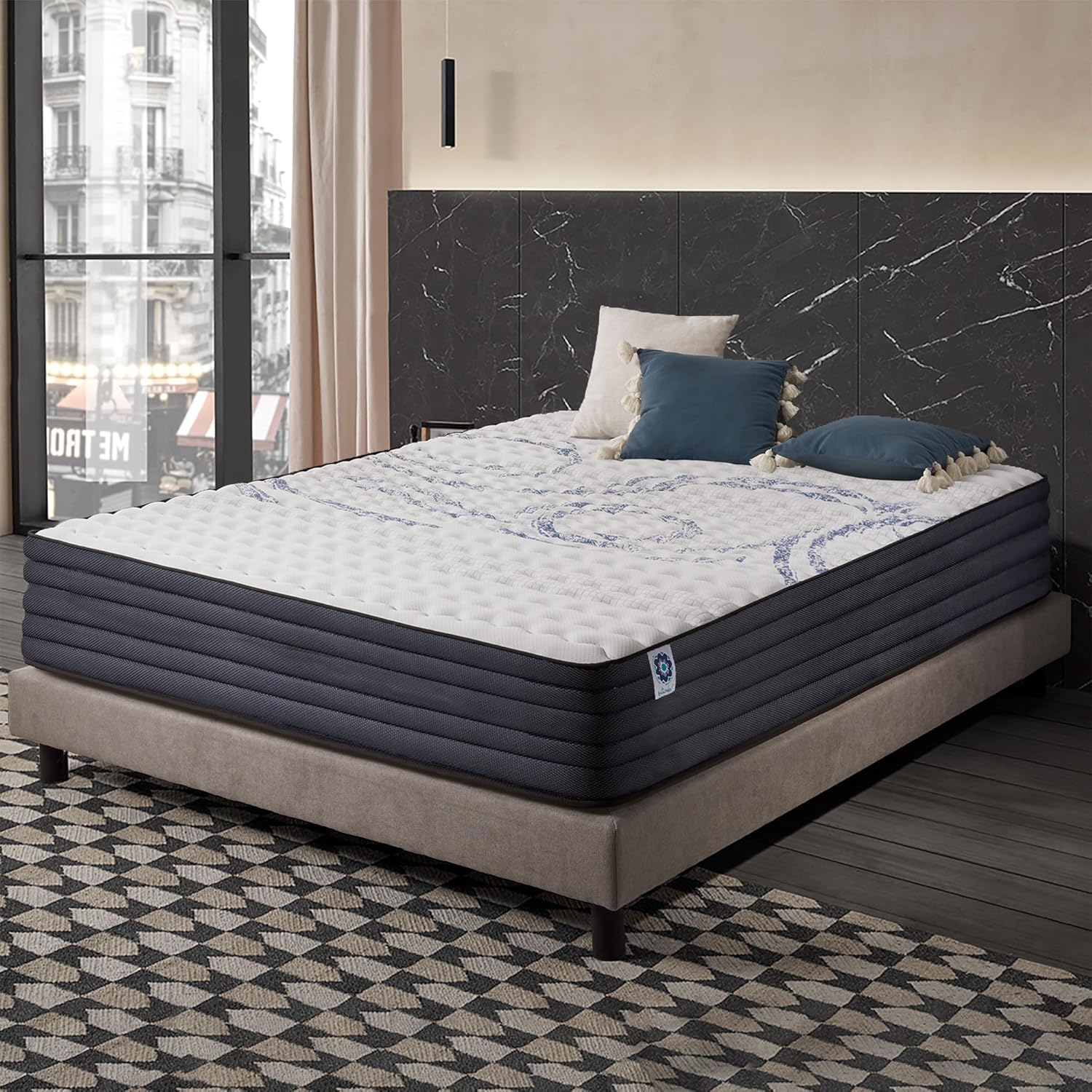 Matelas 160x200 cm 30 cm mousse mémoire latex confort ferme 7 zones réversible