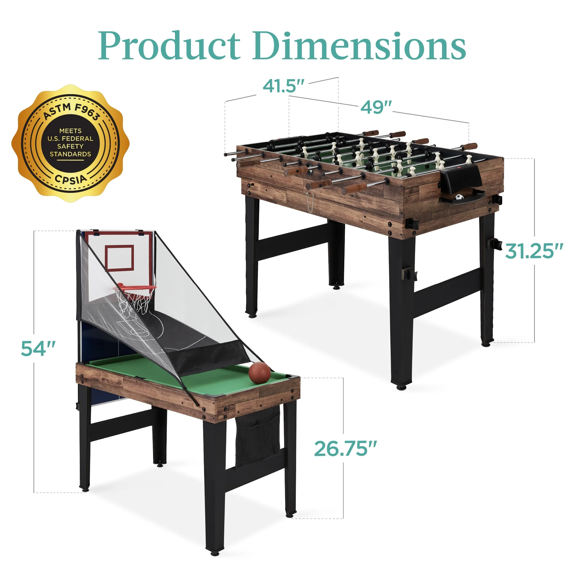Best Choice Products 13 - in - 1 Combo Game Table Set W/ Ping Pong, Foosball, Basketball, Hockey, Archery - Natural