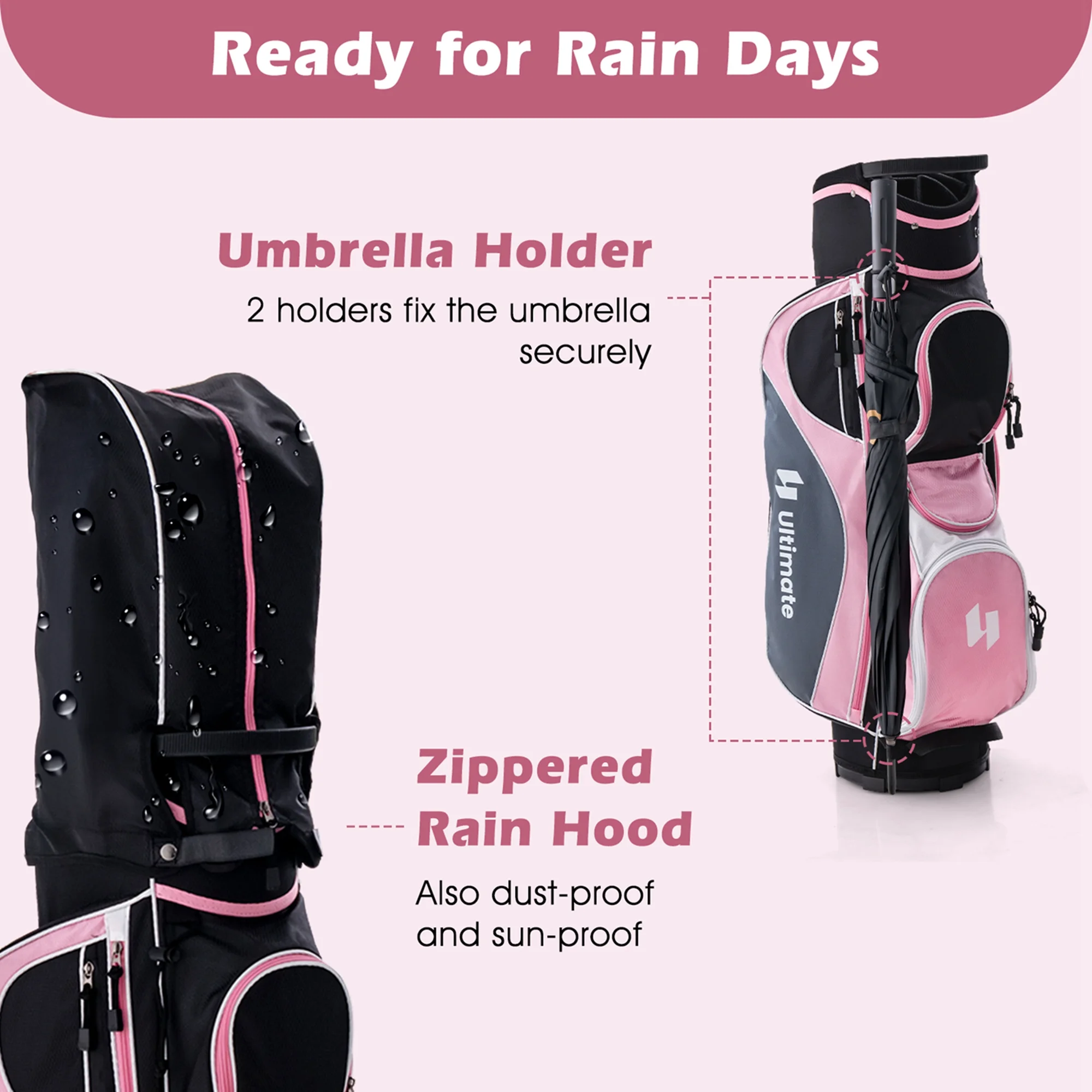 Ultimate Womens Complete Golf Club Set Golf Club Package Set W/ Rain Hood, Right Hand Purple