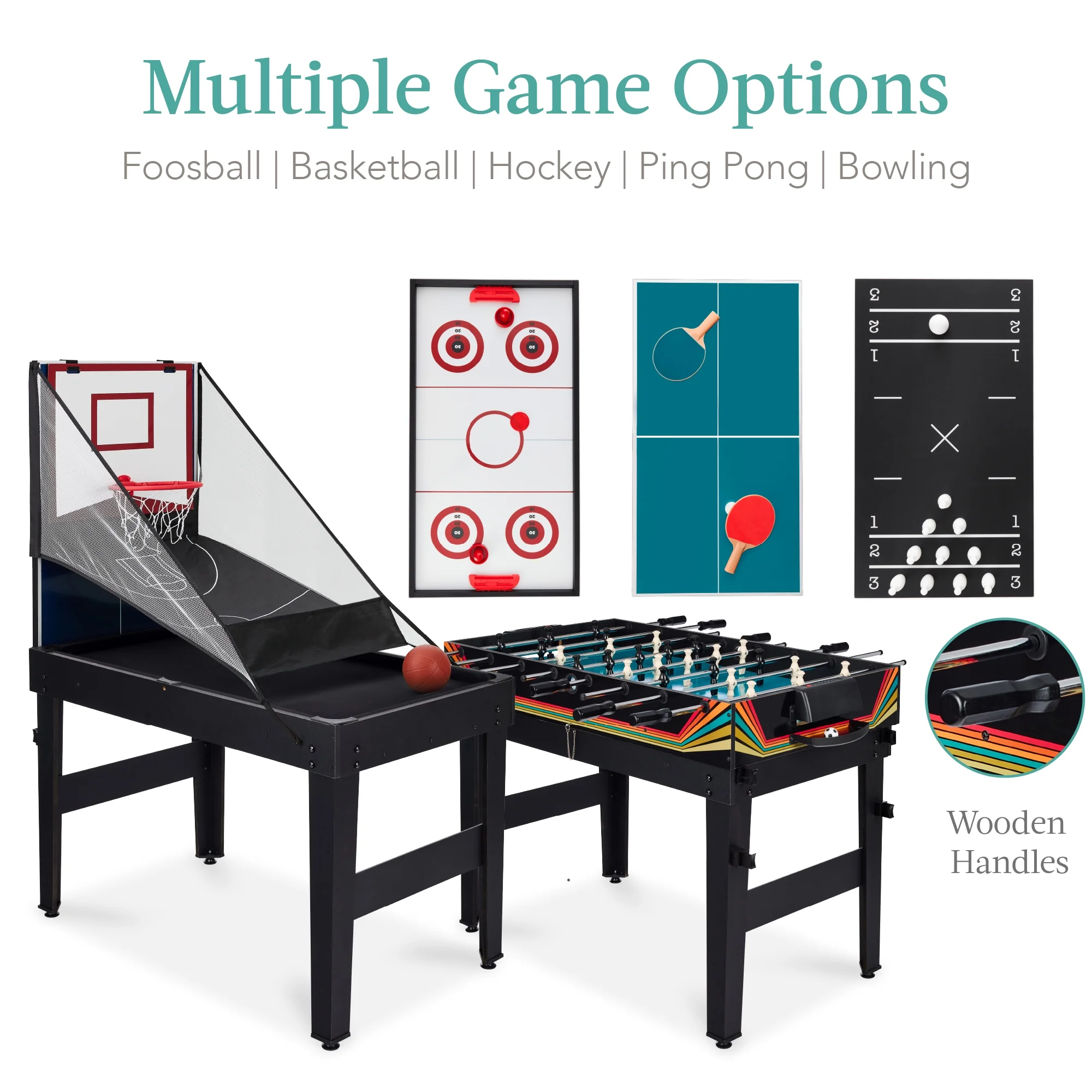 Best Choice Products 13 - in - 1 Combo Game Table Set W/ Ping Pong, Foosball, Basketball, Hockey, Archery - Natural