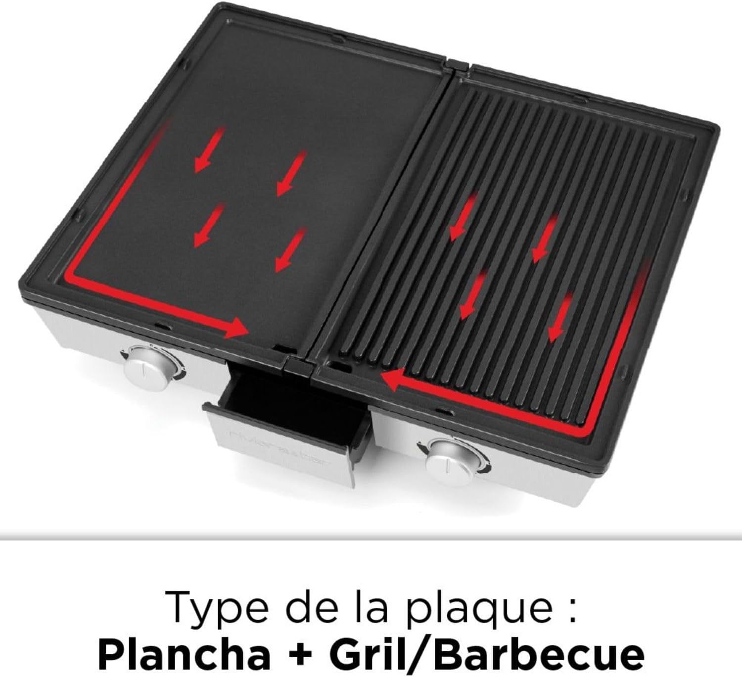 Plancha grill bi zone 1910 cm² plaques inclinées thermostats indépendants inox