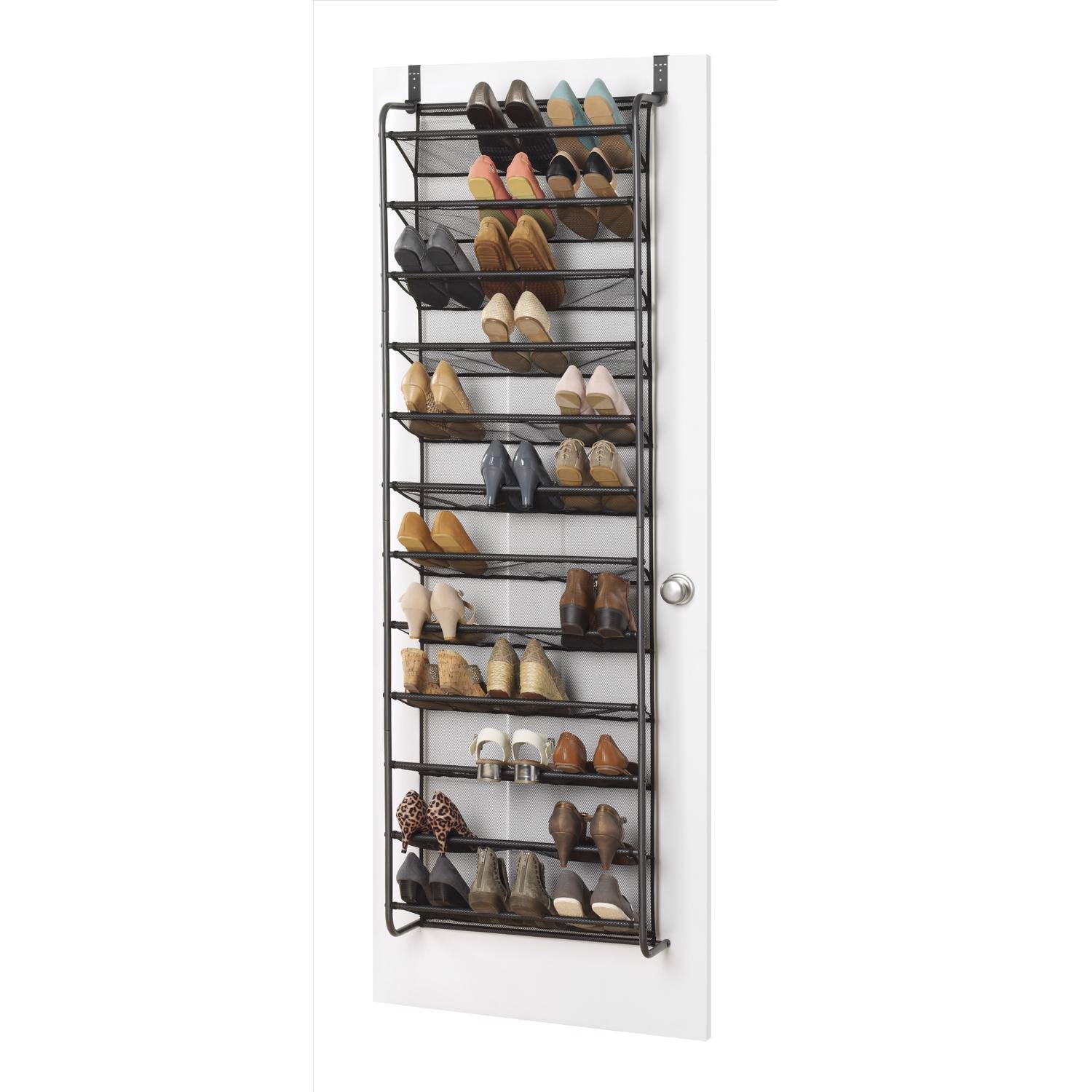 Whitmor 36-Pair Over-the-Door Shoe Organizer, Grey