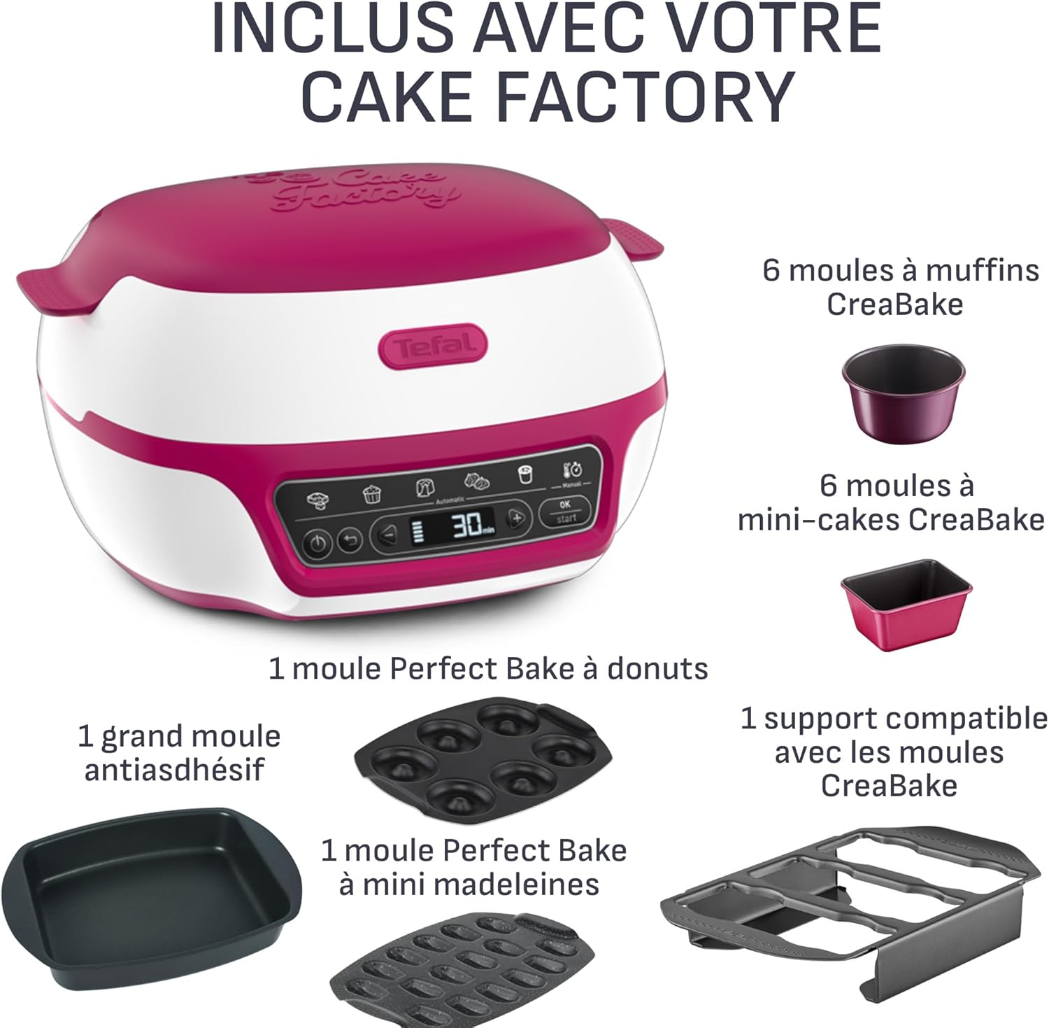 Machine gâteaux 5 programmes moules muffins cakes madeleines donuts