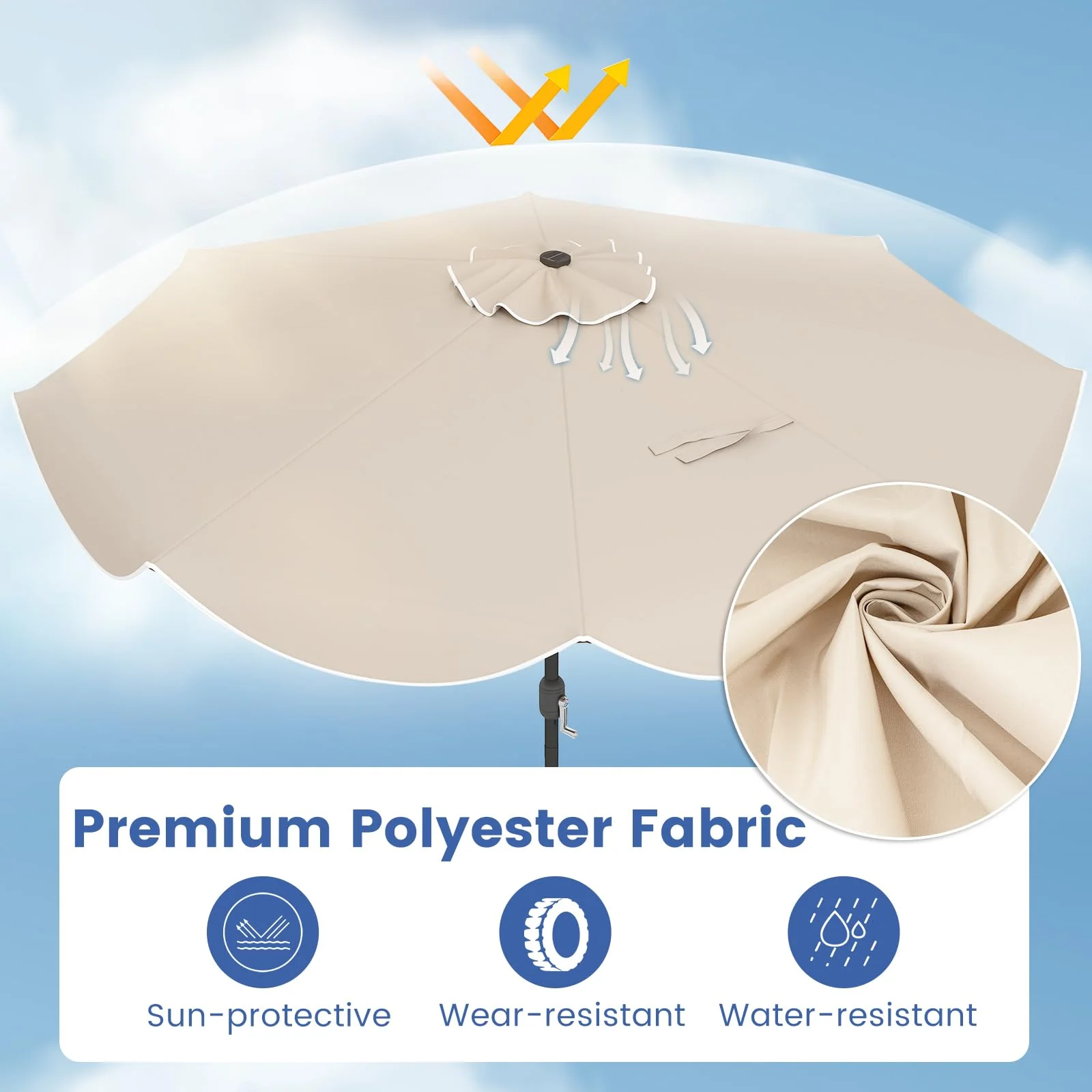 Tangkula 10 FT Solar Patio Umbrella with Base Included