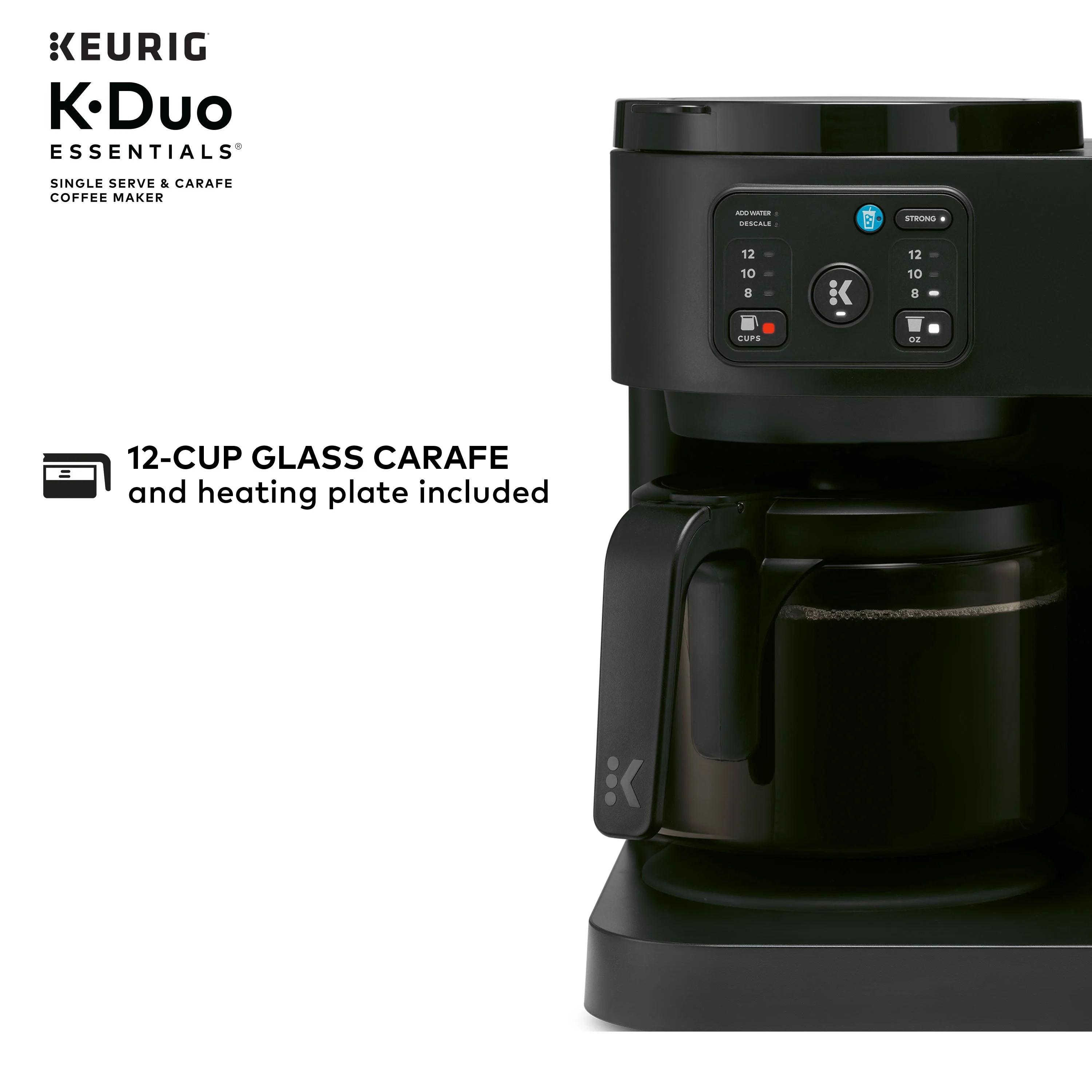 Keurig K - Duo Essentials, Hot & Iced Single - Serve K - Cup Pod Coffee Maker & Carafe, Moonlight Grey