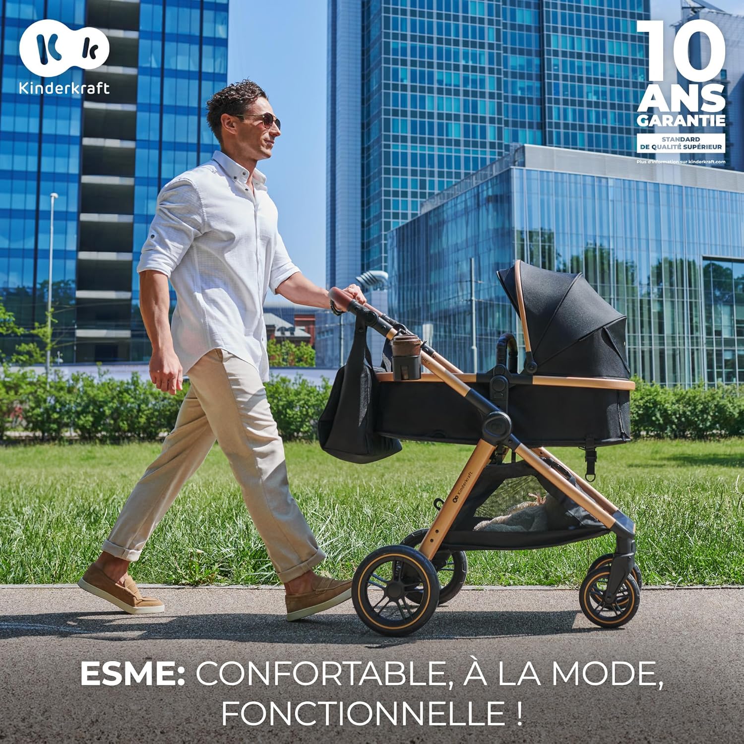 Poussette 3 en 1 ESME porte bébé I Size système voyage pliable nouveau né jusqu’à 4 ans noir