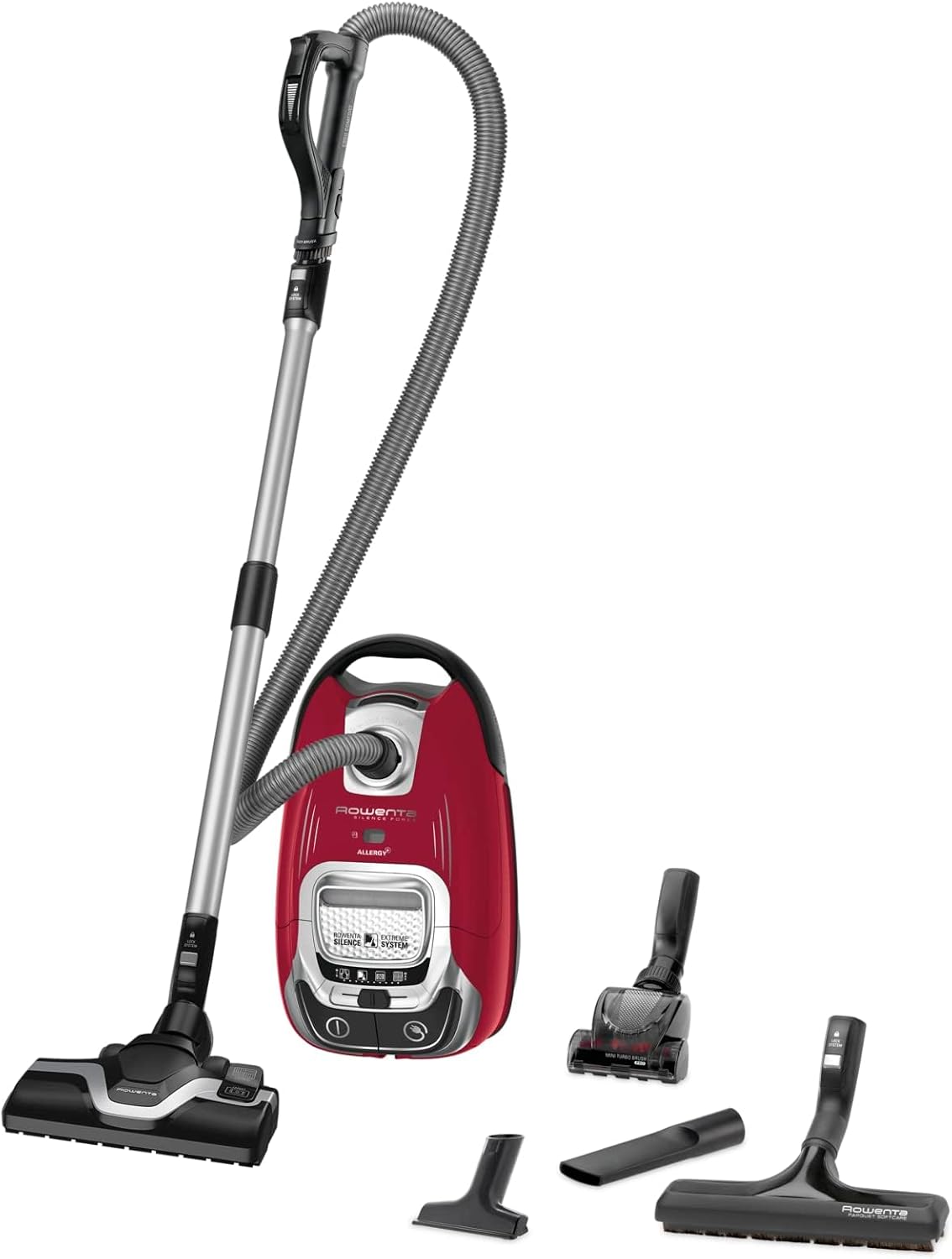 Aspirateur avec sac silencieux haute filtration 45 L accessoires poils animaux Silence Force rouge