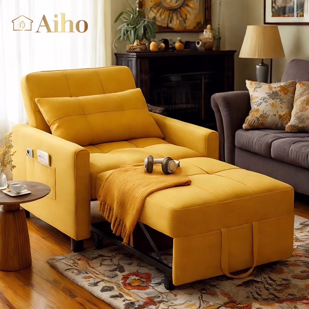 Convertible Sleeper Chair, Aiho 3 - in - 1 Convertible Sofa Bed Recliner Chair with Pull Out Couch - Dark Gray