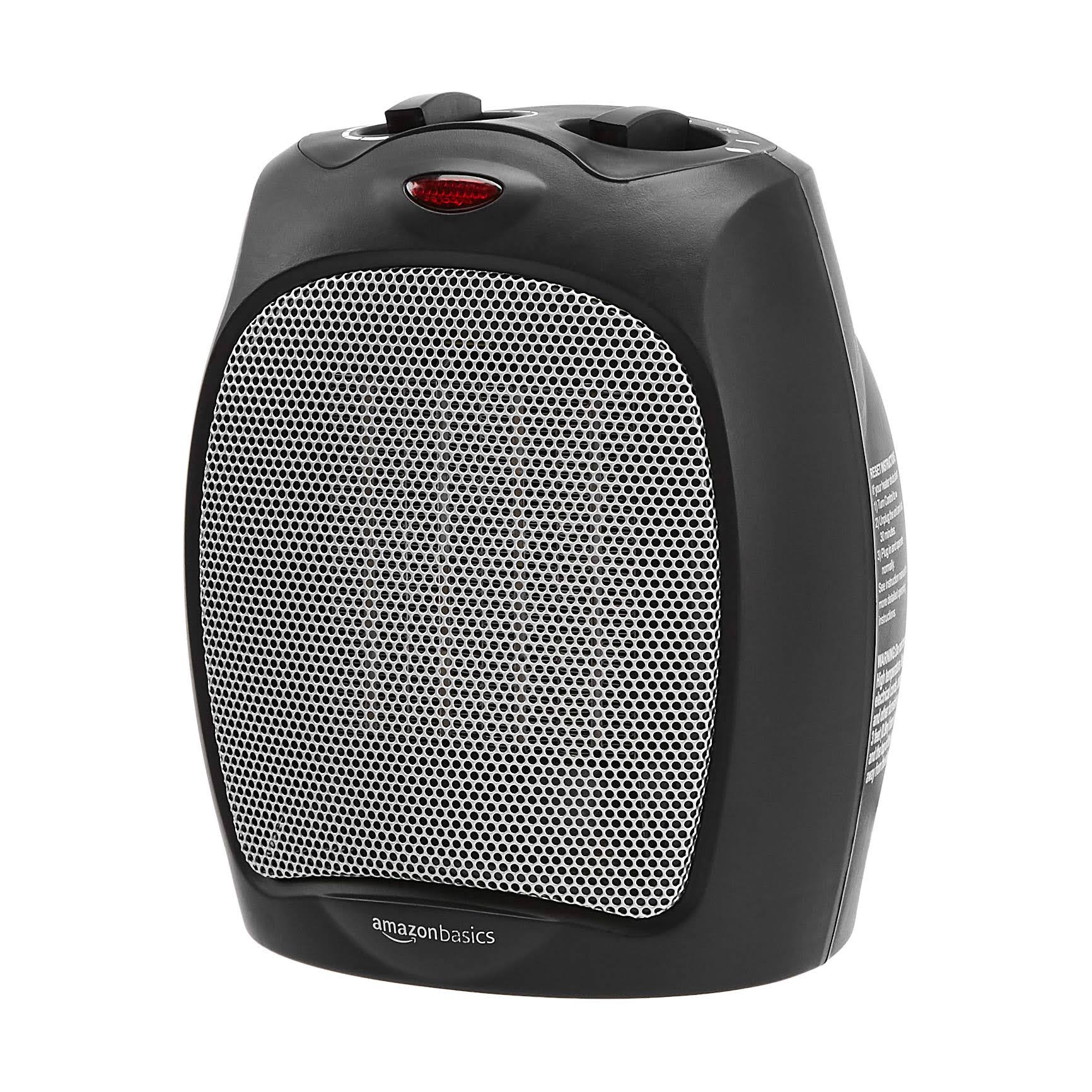 Basics 1500W Ceramic Personal Heater with Adjustable Thermostat Black