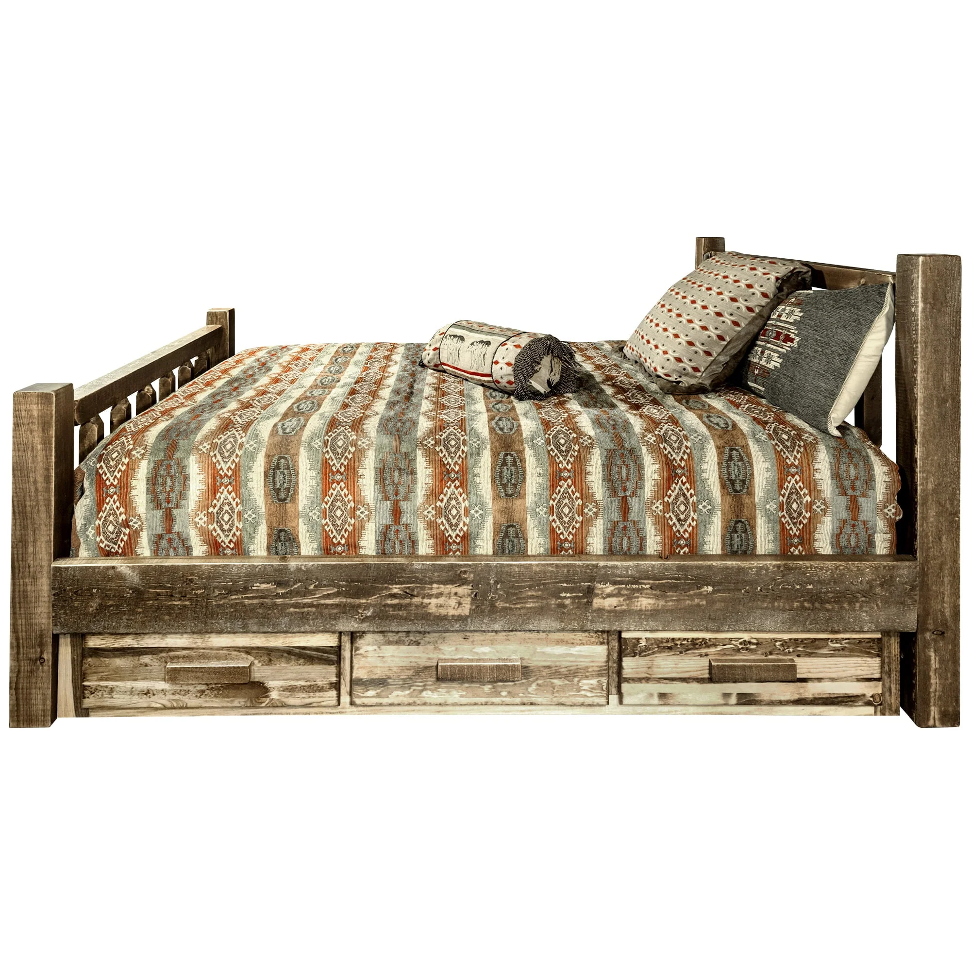 Homestead Collection California King Bed W/ Storage, Stain & Lacquer Finish