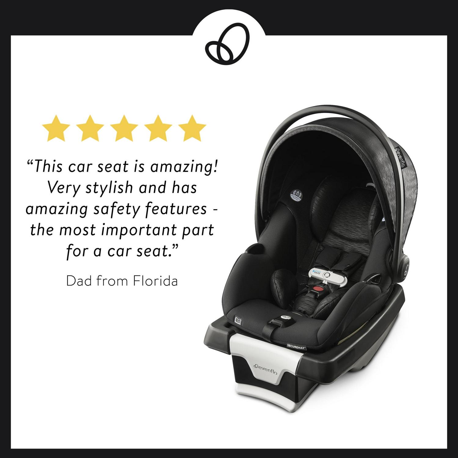 Evenflo Gold Sensorsafe Securemax 35 lb Infant Car Seat. Garnet Red