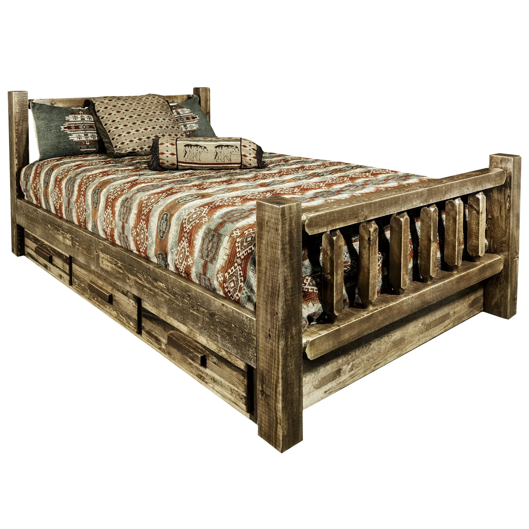 Homestead Collection California King Bed W/ Storage, Stain & Lacquer Finish