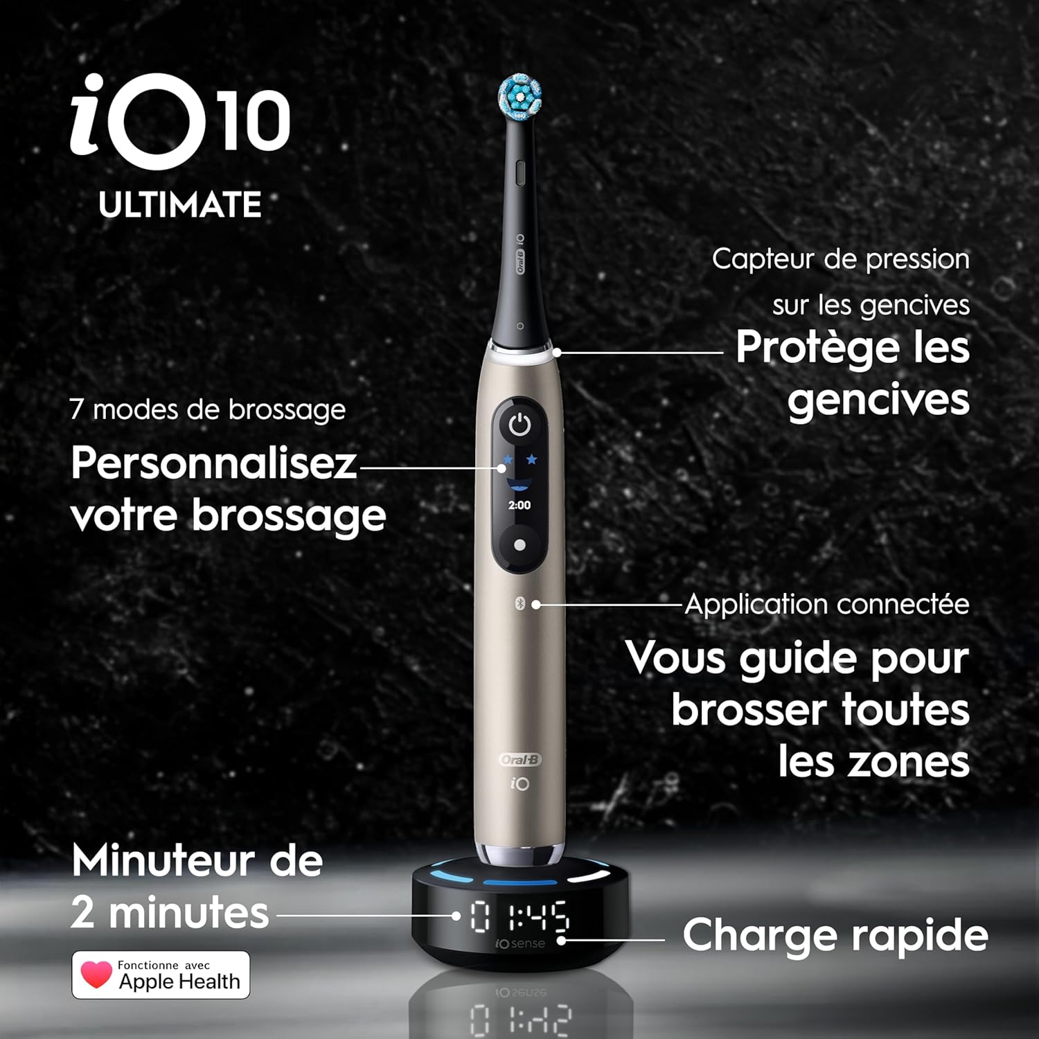 Brosse dents électrique 7 modes capteur pression étui chargeur