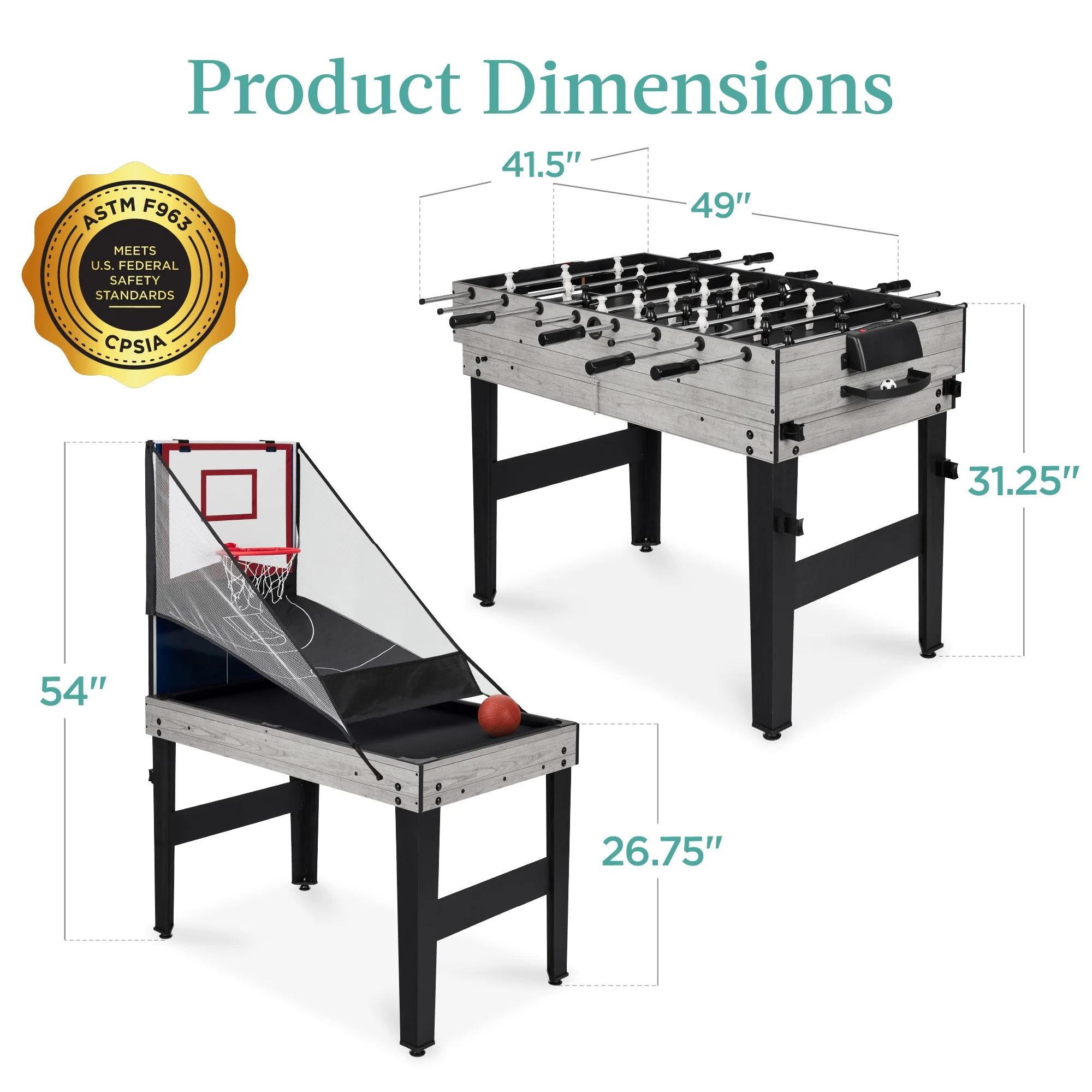 Best Choice Products 13 - in - 1 Combo Game Table Set W/ Ping Pong, Foosball, Basketball, Hockey, Archery - Natural