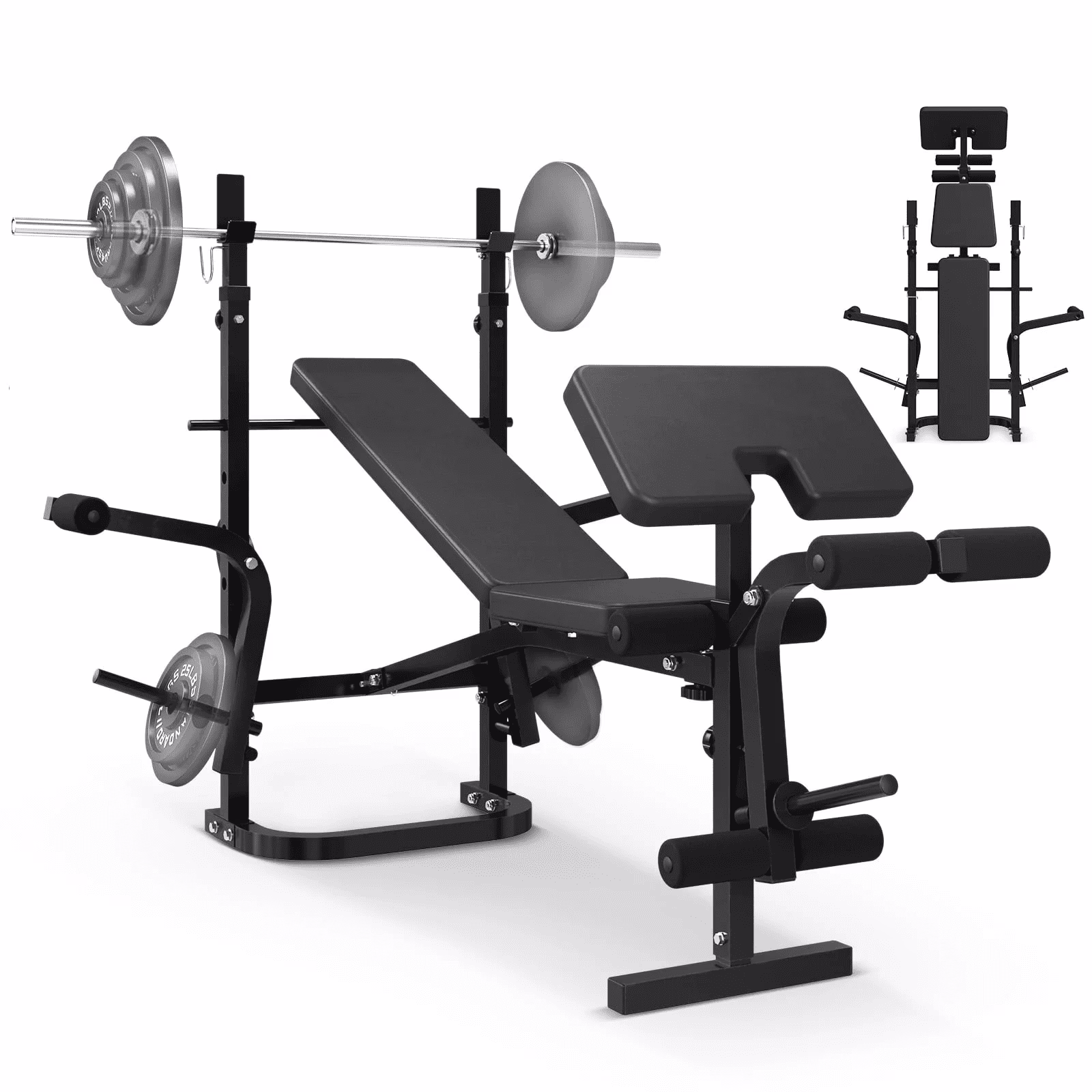 Mikolo Adjustable Weight Bench Set, 800 lb 6 in 1 Full Body Workout Weight Bench with Leg Extension, Multi - Function Strength Training Bench Press Set for Home Gym