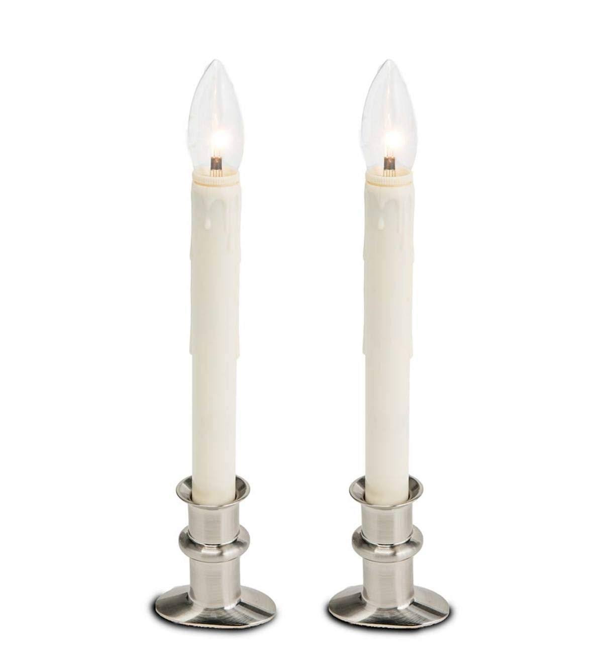 Plow & Hearth Adjustable Window Hugger Candles, Set of 2 - Pewter