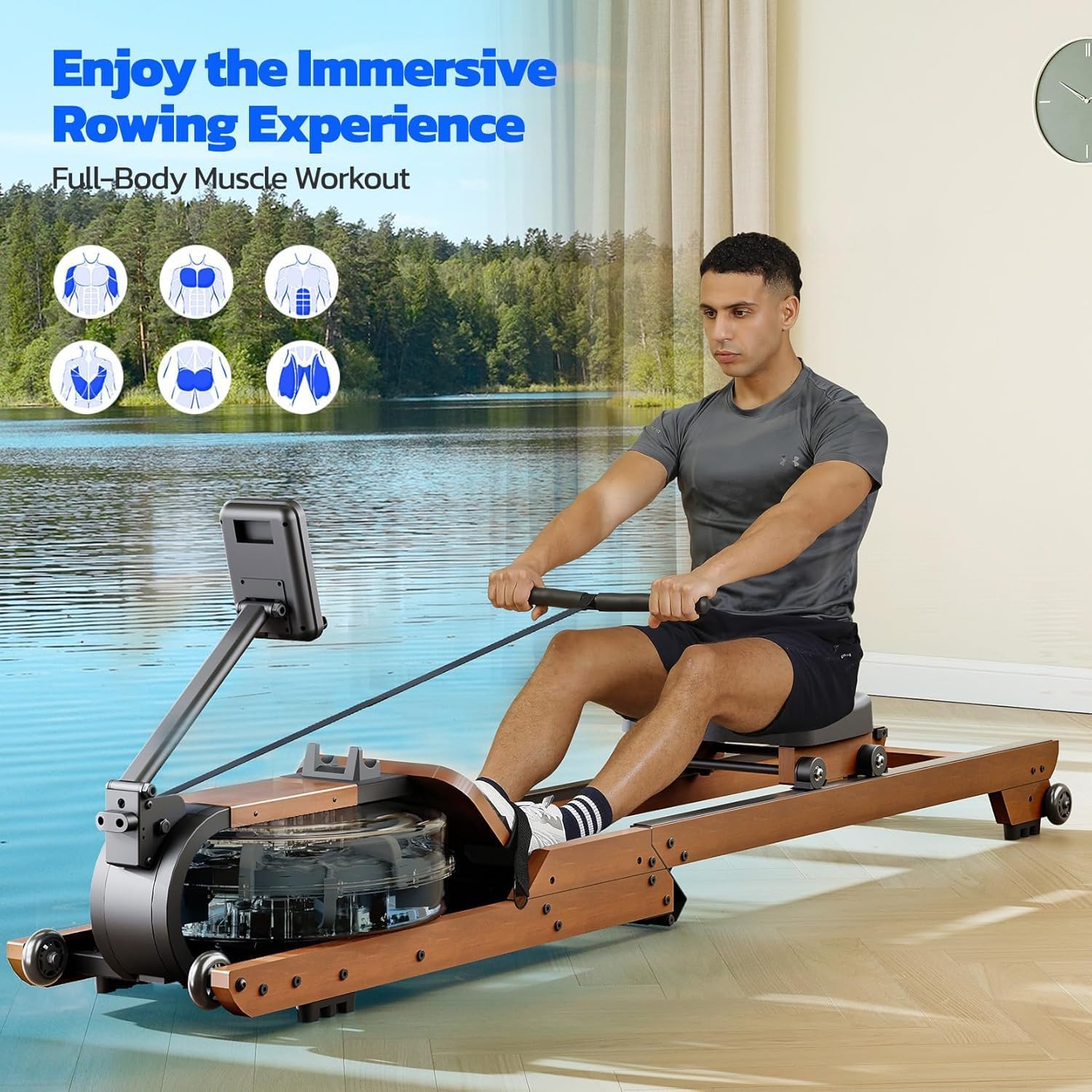 Rameur pliable freinage magnétique 16 niveaux silencieux app support tablette