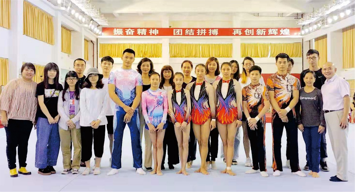 Hotfix rhinestone application on gymnastics uniform leotard